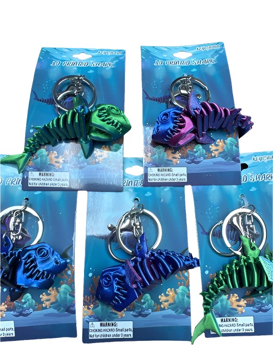 3D Printed Shark Keychain 1 Count Assorted Colors