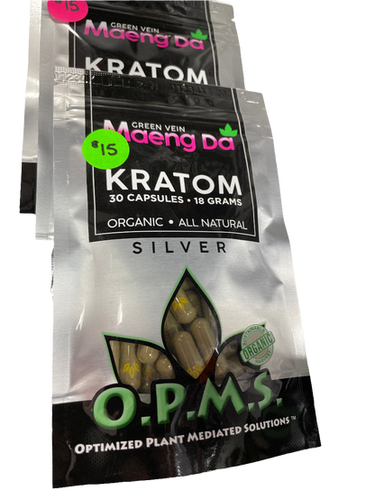 O.P.M.S. Kratom Capsules - 30 count 18g - Green Vein Maeng Da