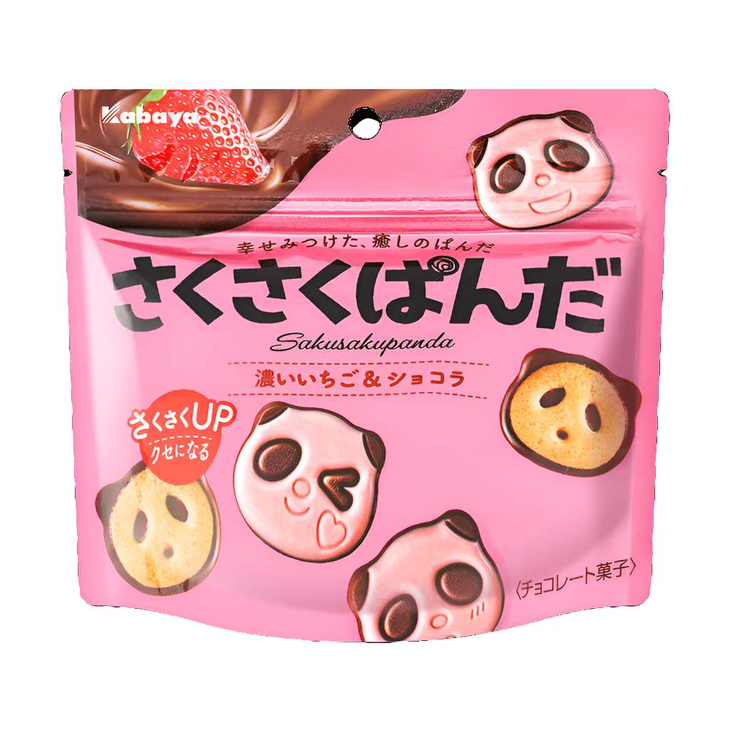 Kabaya Panda Shaped Choco Strawberry Biscuit (Japan)