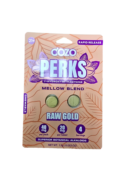 Dozo Perks 7-Hydroxymitragynine - 40mg 2 Tablets - Raw Gold