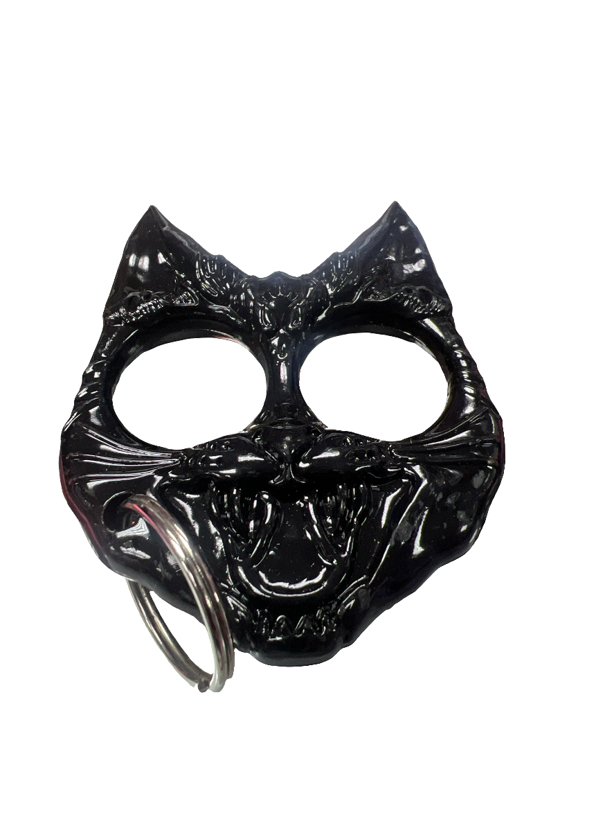 Black Cat Brass Knuckle Key Chain