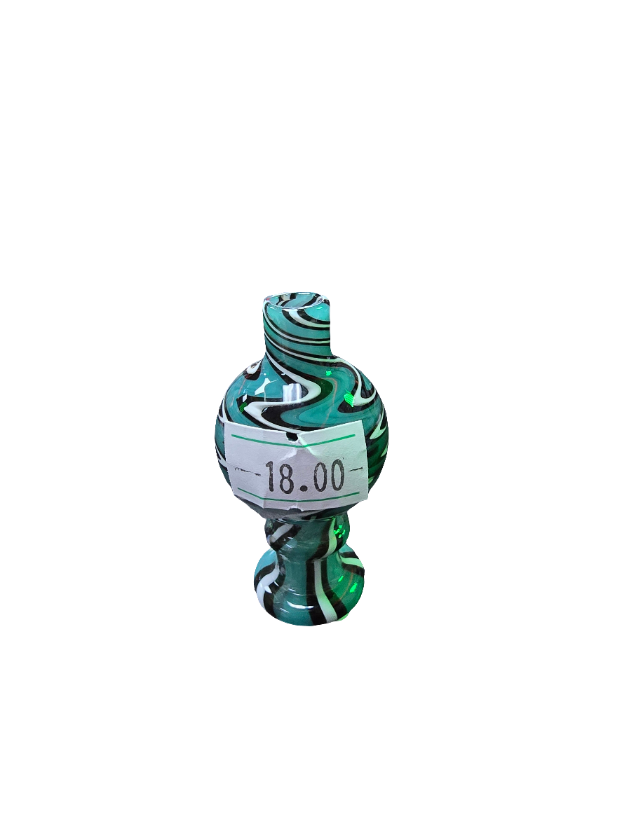 Carb cap green with white and black swirls
