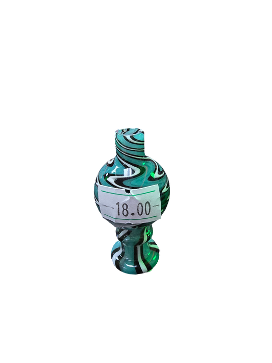 Carb cap green with white and black swirls