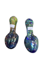 Green with blue bubble design glass pipe