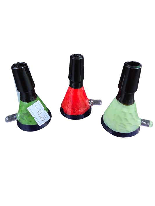 Green/red/cream comb transparent bowl piece with handle