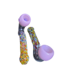 Glass Sherlock pipe with rainbow speckled design
