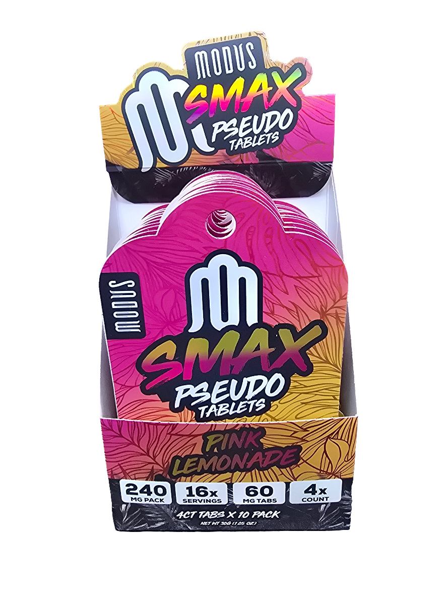 Modus smax - pseudo tablets- 60mg per tab - 240mg per pack - pink lemonade