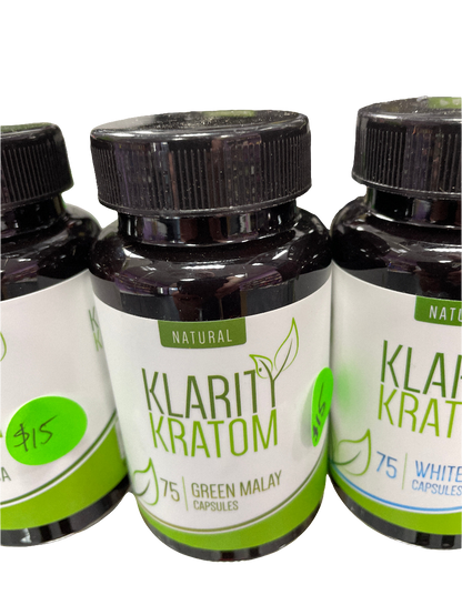 Klarity Kratom 75ct Caps - 500mg - Green Malay