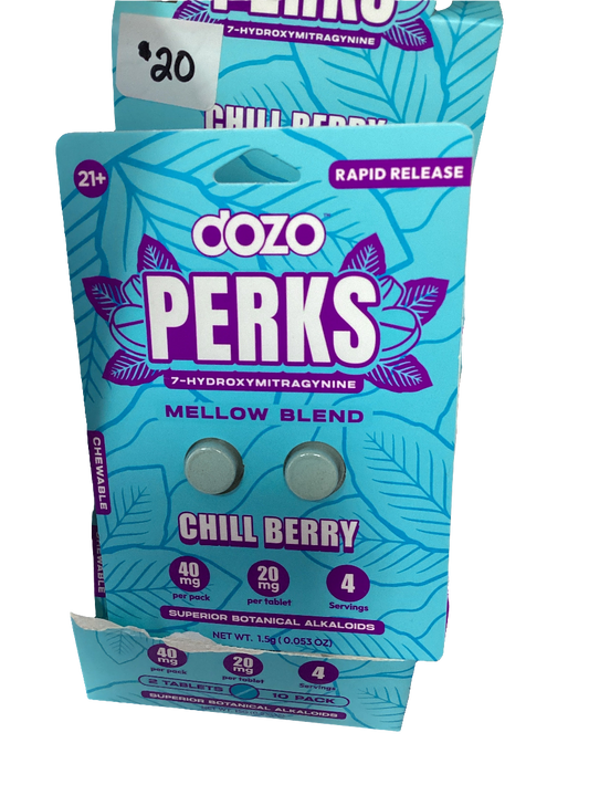 Dozo Perks 7-Hydroxymitragynine - 40mg 2 Tablets - Chill Berry