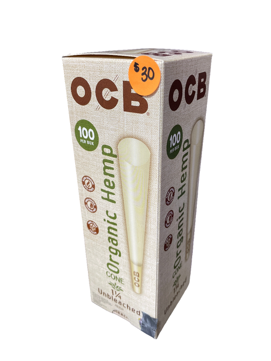 OCB 1 1/4 Organic Cones 100 Pack Box