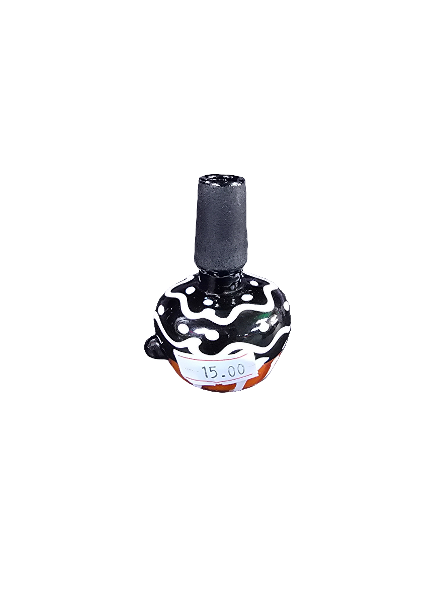 Red & black bowl with line work