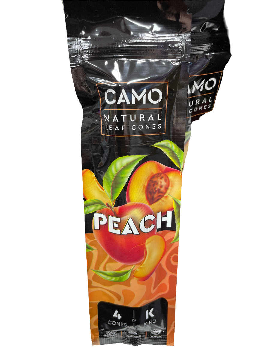 CAMO Natural Leaf King Size Cones - 4 Pack - Peach