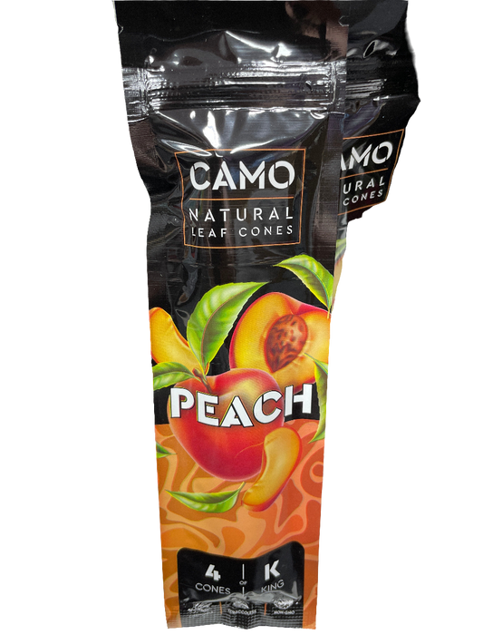 CAMO Natural Leaf King Size Cones - 4 Pack - Peach