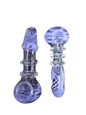 Glass pipe with rib grips and blue swirl design
