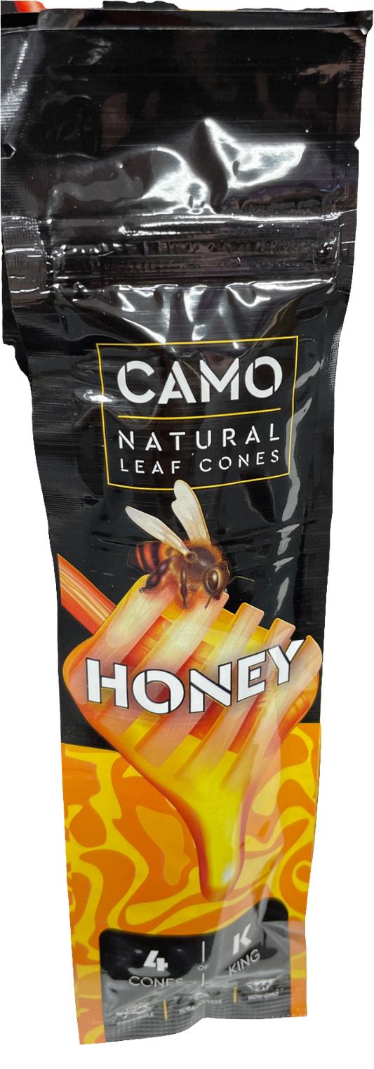 Camo Natural Leaf King Size Cones - 4 Pack - Honey