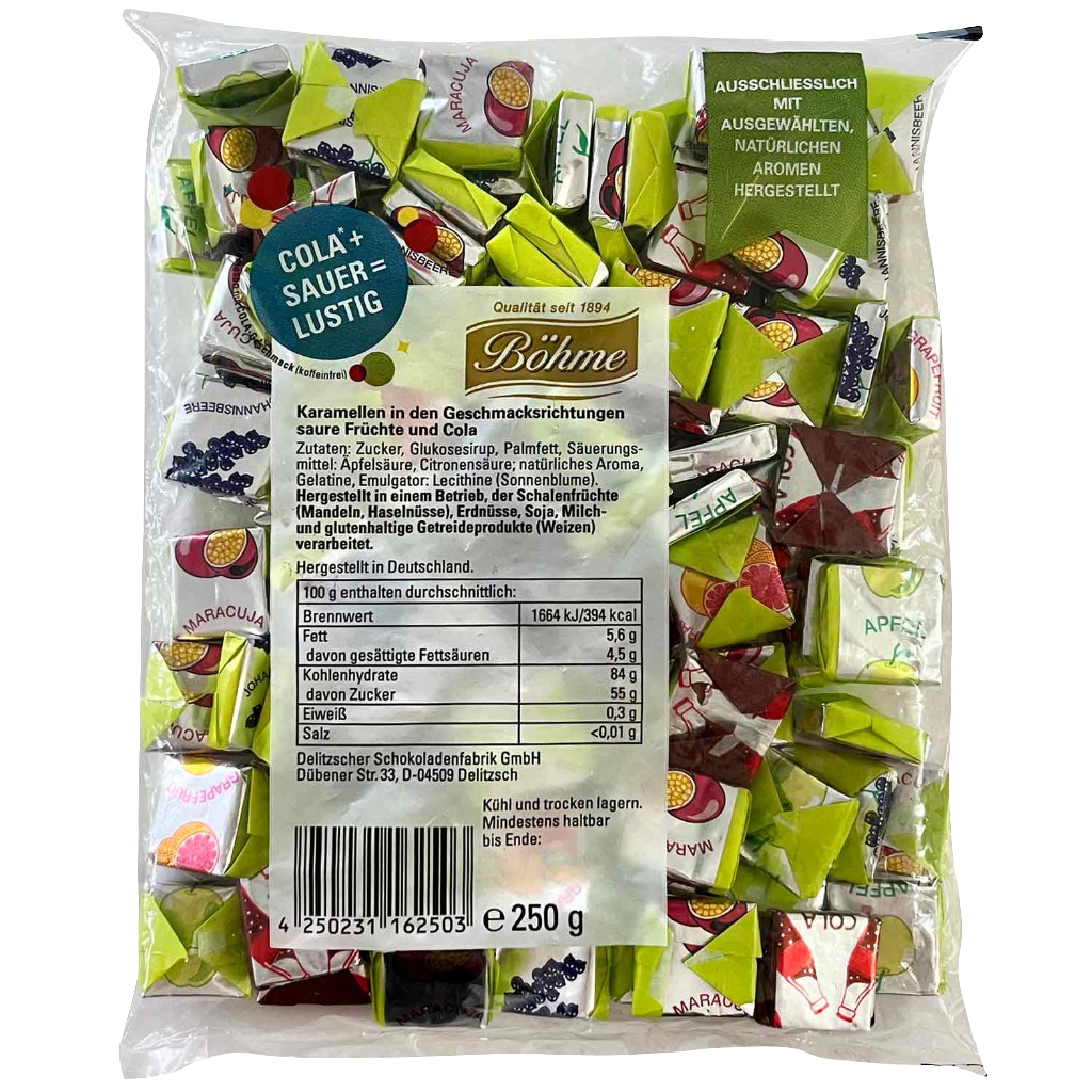 Böhme Fruit Caramels Cola + Sauer 250g (Germany)