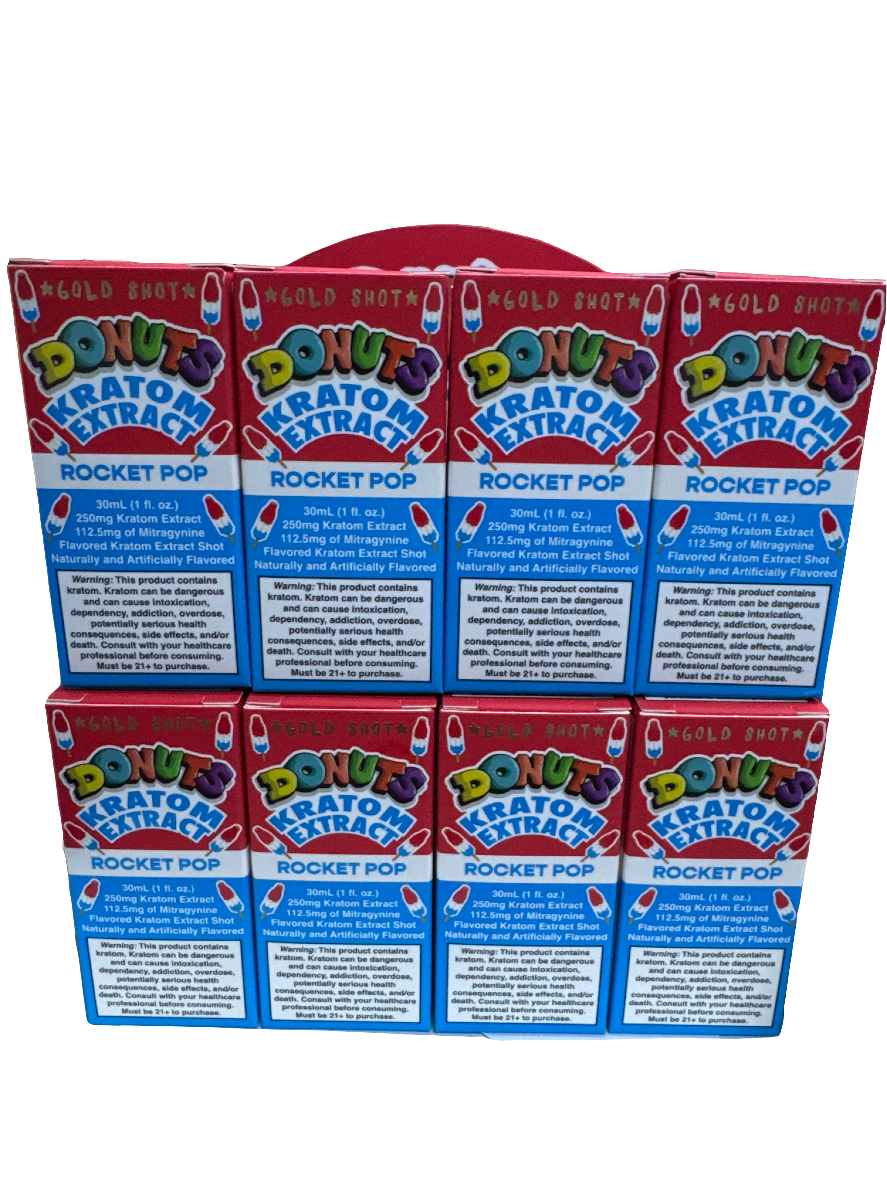 Donuts Gold Shot Blue Raspberry Kratom Extract 250mg (Rocket Pop)