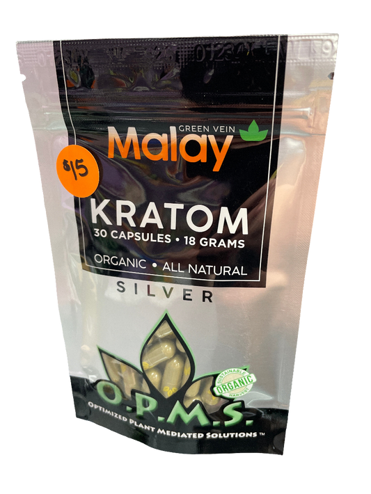 O.P.M.S. Kratom Capsules - 30 count 18g - Green Vein Malay