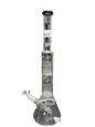 18” glass water pipe with percs and color accents