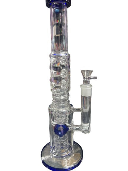15” water pipe with blue accent circle perc