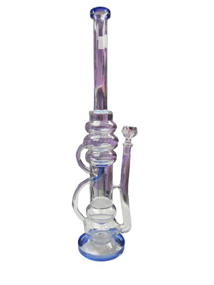 20in Glass Water Pipe - Blue & Clear