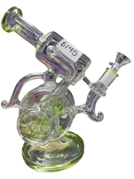 3 chamber recycler water pipe with green accents