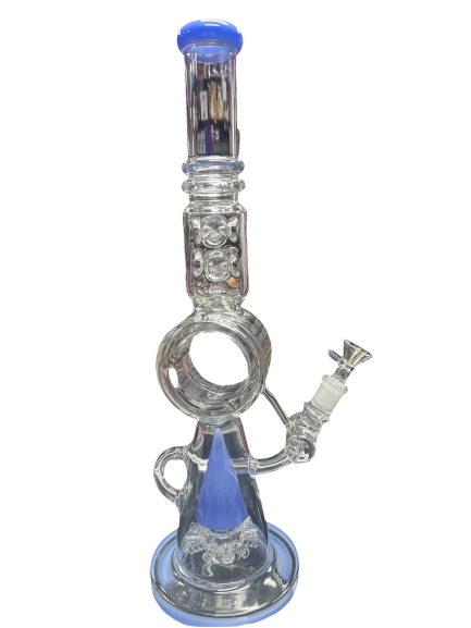 17” recycler water pipe with perc - purple accents