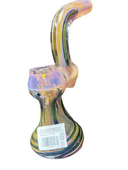 7” golden fumed Sherlock bubbler w/ electroplated lines work