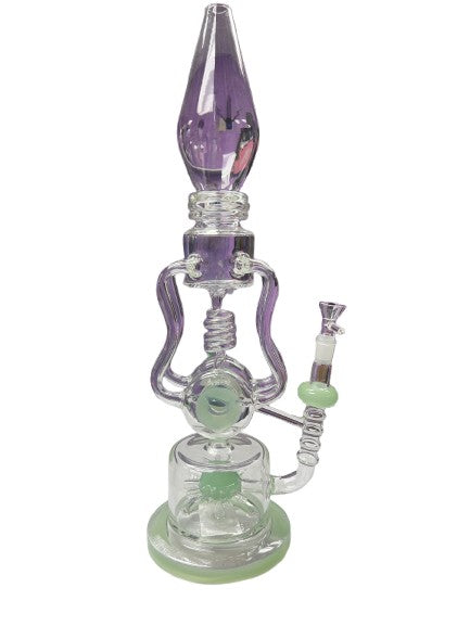 19 in Glass Bong -Green & Clear