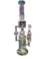 21” multiple arms water pipe with perc and spinning gear - Green accents