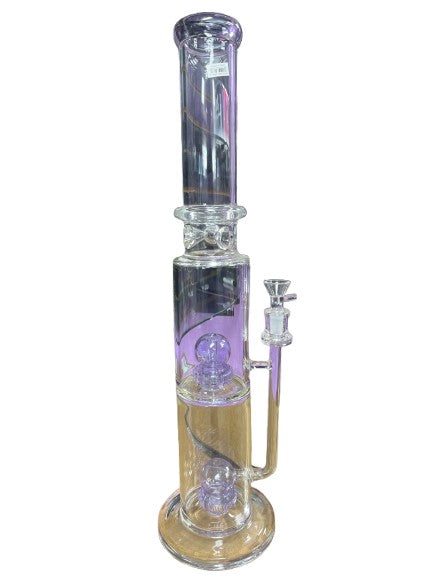 20” water pipe with perc & purple accents