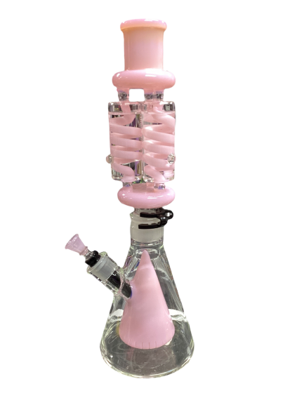 16” Two Piece Freezable Pink Beaker Water Pipe