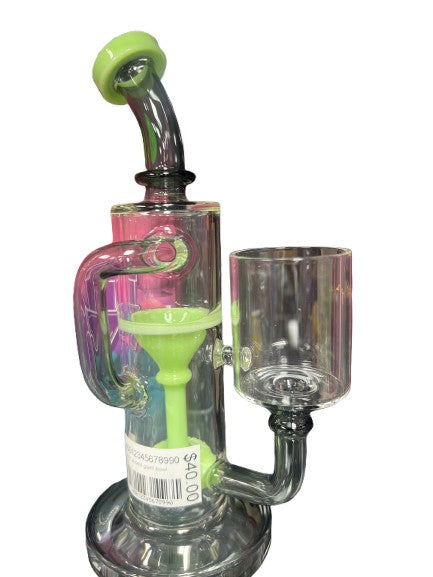 9" Proxy Recycler Glass Rig w color accent