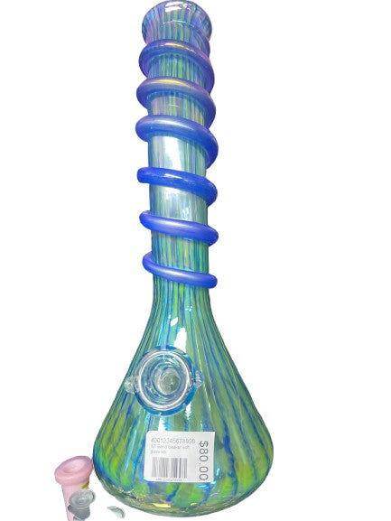 12" Bend Beaker Soft Glass Water Pipe