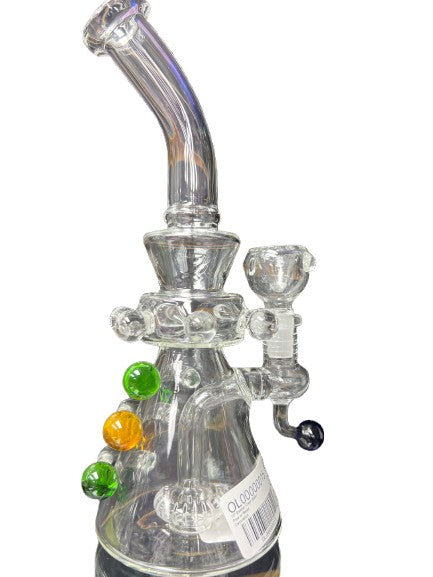 10" Beaker Clear Water Pipe w/ Bead Decoration