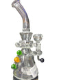 10" Beaker Clear Water Pipe w/ Bead Decoration
