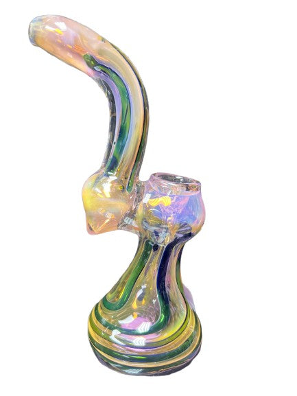 7” golden fumed Sherlock bubbler w/ electroplated lines work